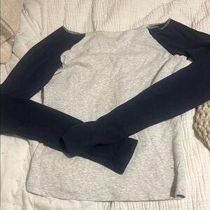 Brandy Melville Gray and Navy Long Sleeve Top